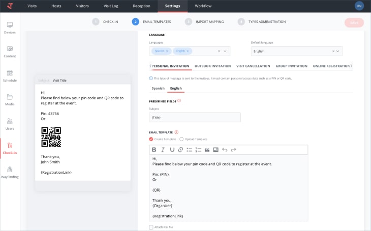 screenshot of friendlyway Visitor Management